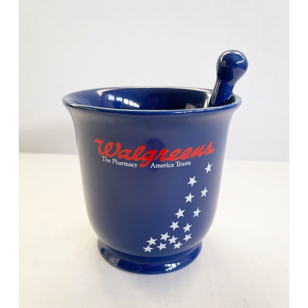 Walgreens Blue Ceramic Mortar & Pestle Souvenir Decor